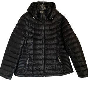 Calvin Klein Premium Down Puffer Jacket Women 2XL Black Packable Lightweight